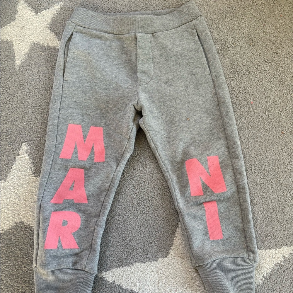 Marni Kids Gray Joggers with Pink Lettering